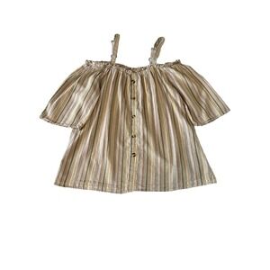 Speed Limit MPH Striped Off Shoulder Cotton Flex Top 1X Beach Resort Summer